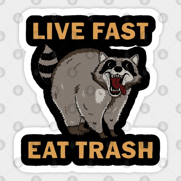 Raccoon - Live Fast Eat Trash Sticker by valentinahramov